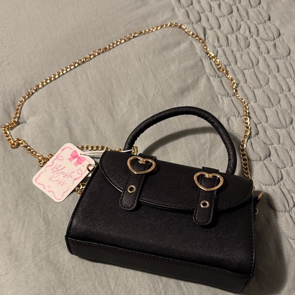 Chic Black Mini Bag with Gold Accents